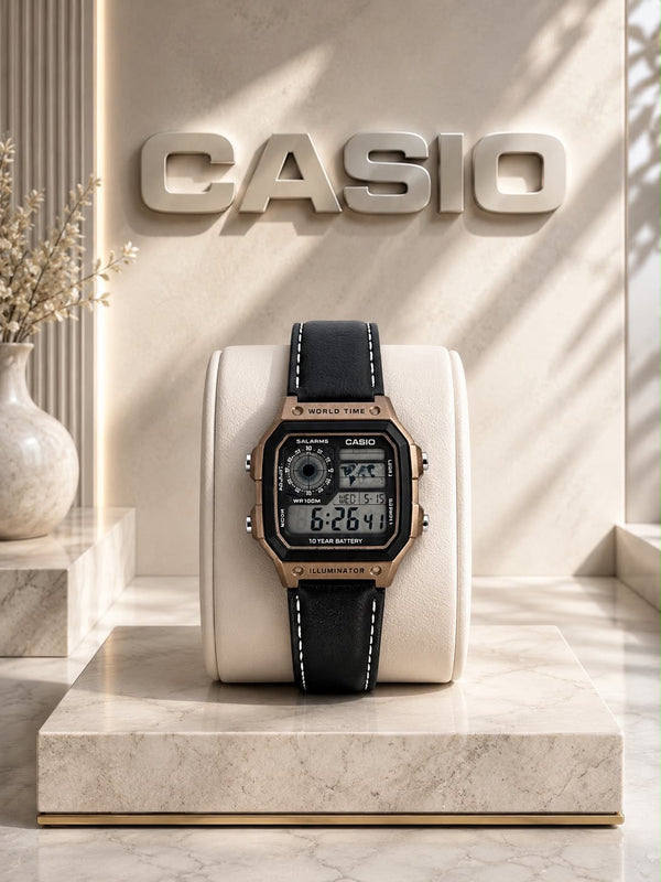 Casio AE-1200WH World Time Leather Edition Casio Royale