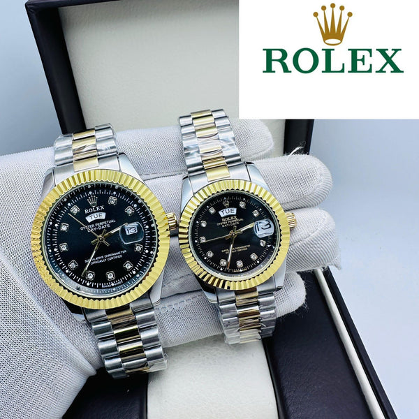 Classic Heritage full steel blue dial couple watch set