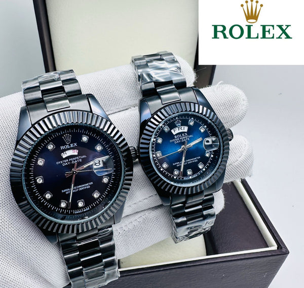 Classic Heritage black PVD black dial couple watch set