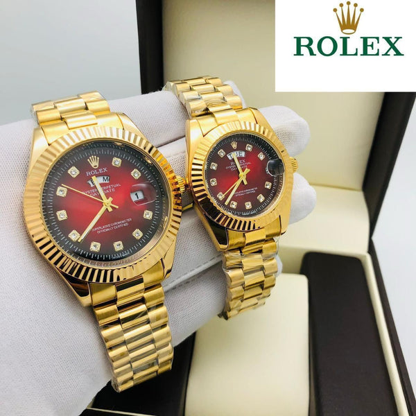 Classic Heritage full gold white dial couple watch set