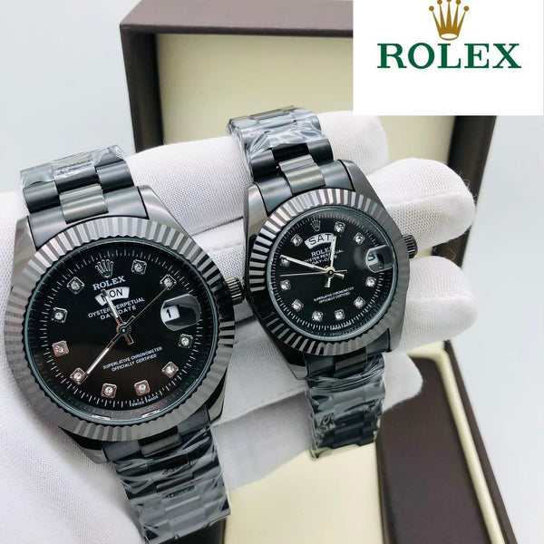 Classic Heritage full gold black dial couple watch set